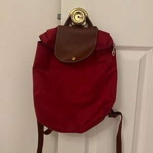 Red Longchamp backpack
